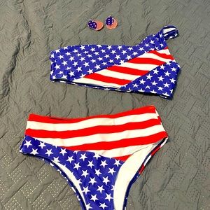 Brand new swimsuit and matching earrings